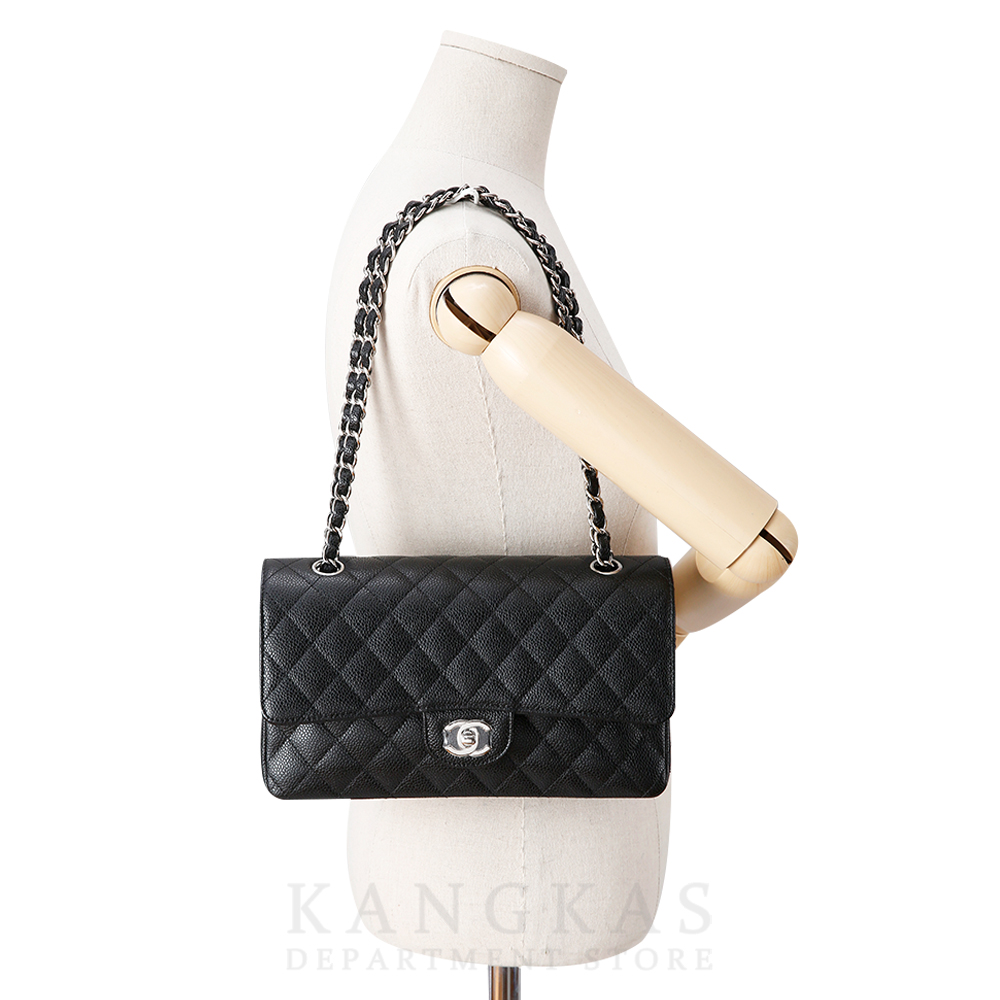 CHANEL(USED)샤넬 클래식 캐비어 미듐 은장