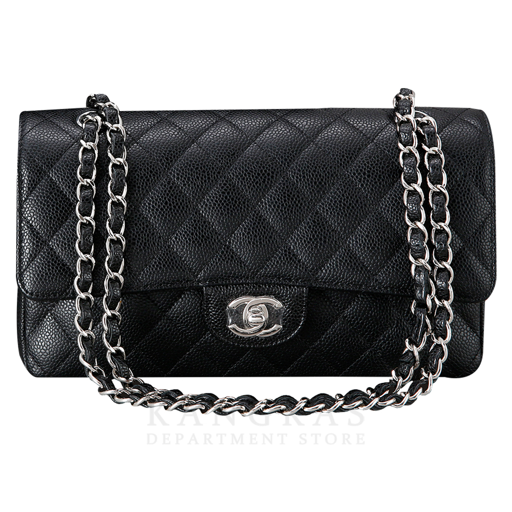 CHANEL(USED)샤넬 클래식 캐비어 미듐 은장