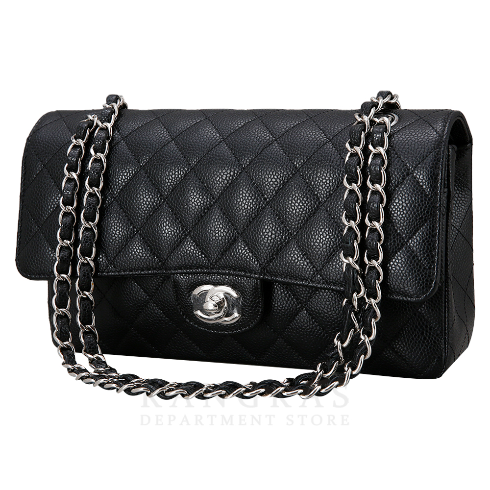 CHANEL(USED)샤넬 클래식 캐비어 미듐 은장