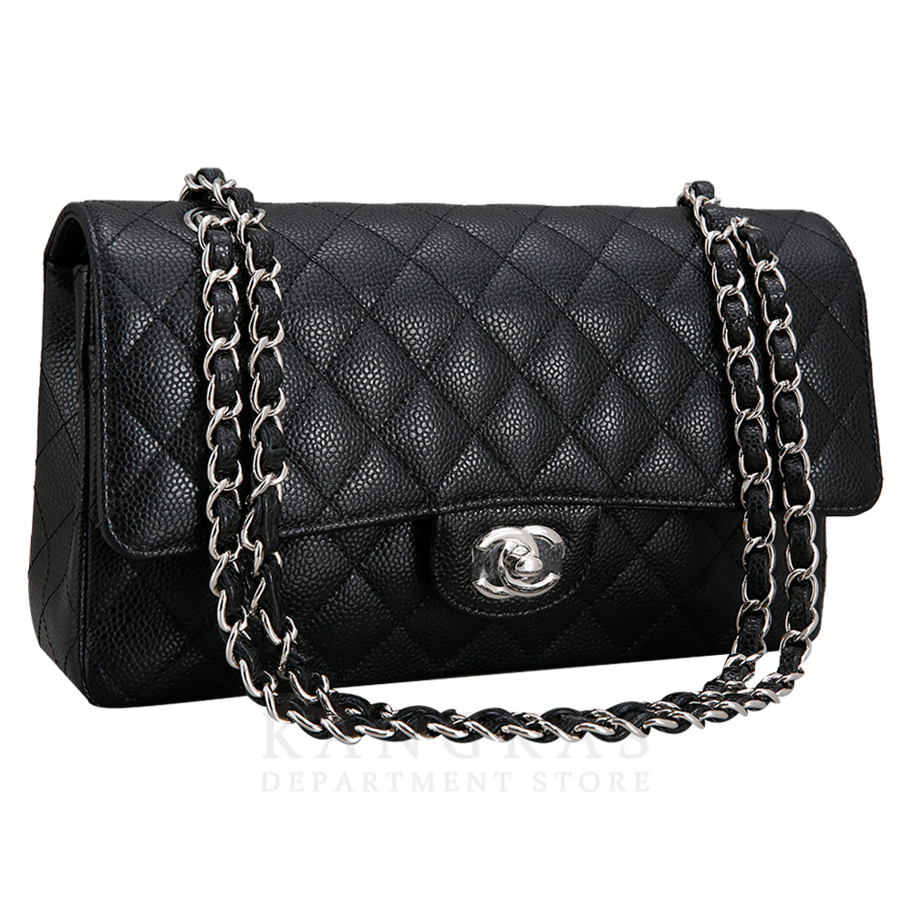 CHANEL(USED)샤넬 클래식 캐비어 미듐 은장