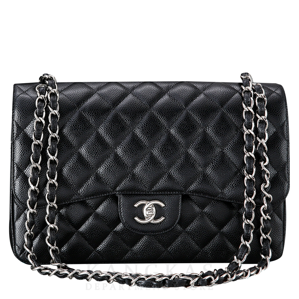 CHANEL(USED)샤넬 클래식 캐비어 점보 블랙 은장