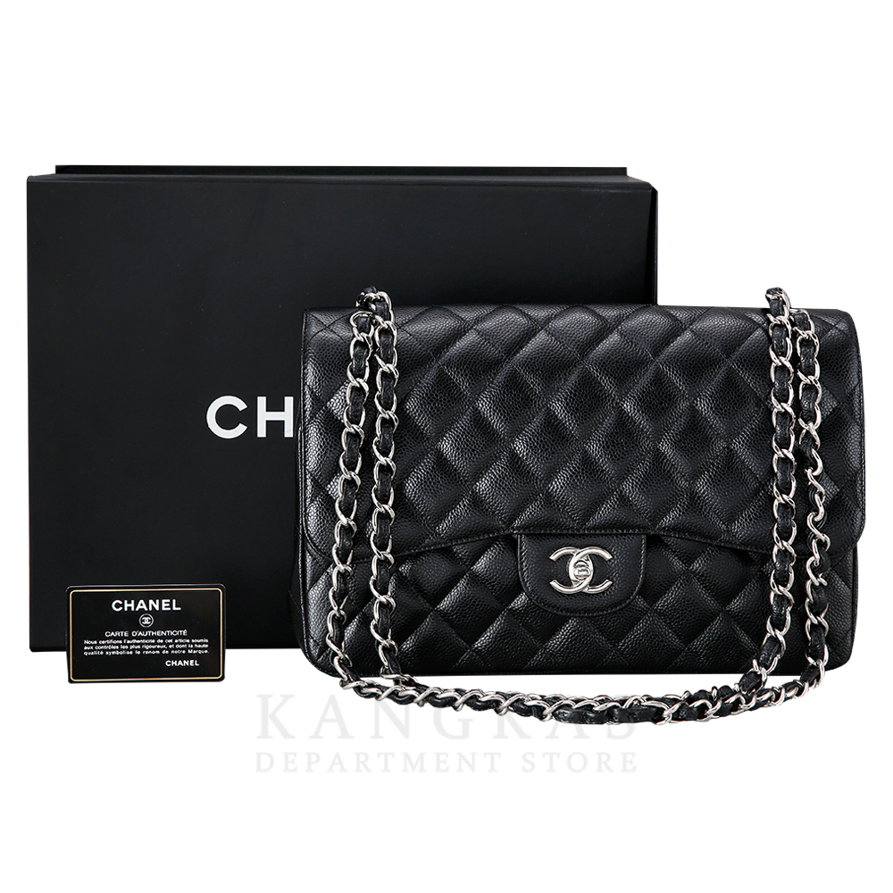 CHANEL(USED)샤넬 클래식 캐비어 점보 블랙 은장