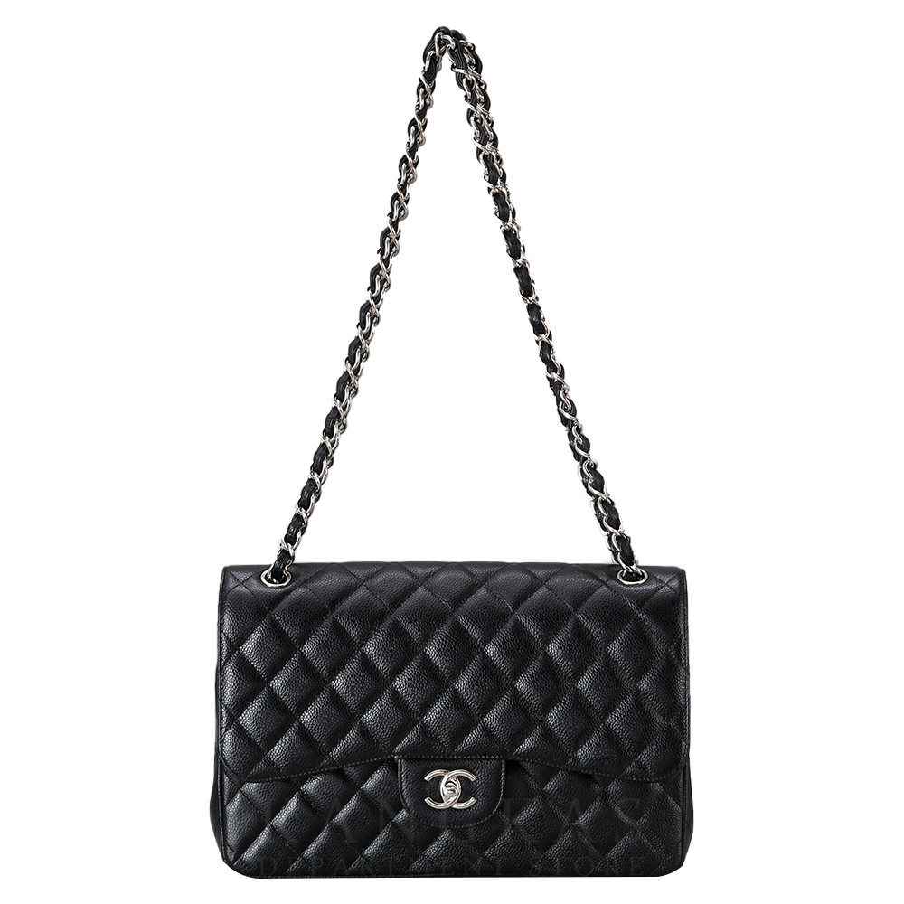CHANEL(USED)샤넬 클래식 캐비어 점보 블랙 은장