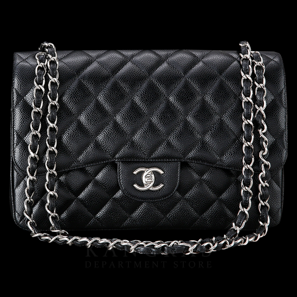 CHANEL(USED)샤넬 클래식 캐비어 점보 블랙 은장