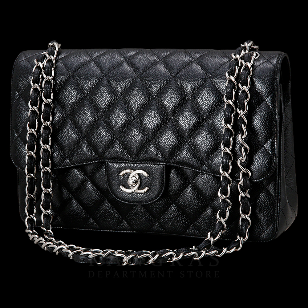 CHANEL(USED)샤넬 클래식 캐비어 점보 블랙 은장