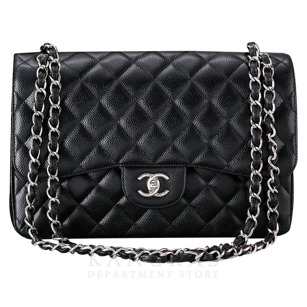 CHANEL(USED)샤넬 클래식 캐비어 점보 블랙 은장