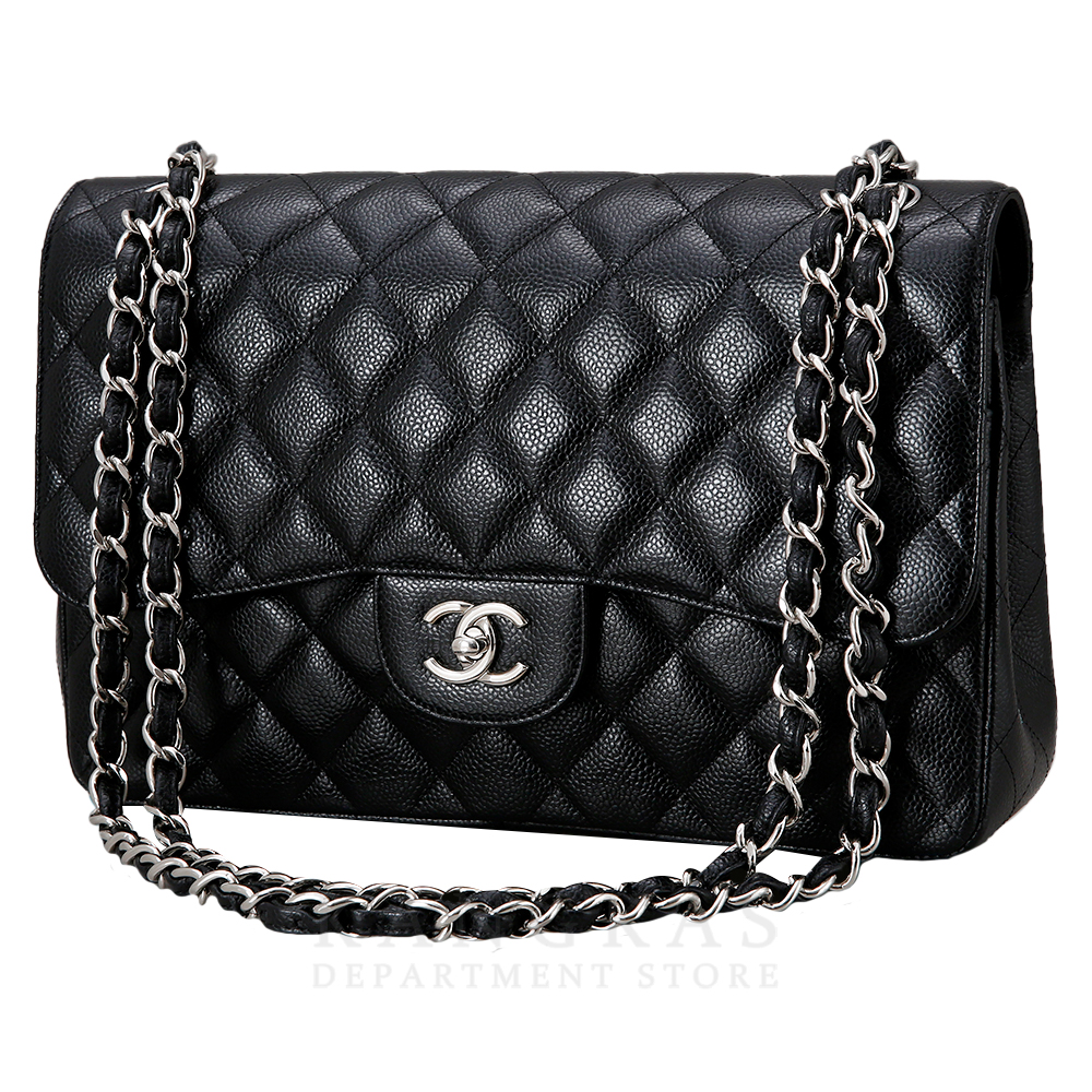 CHANEL(USED)샤넬 클래식 캐비어 점보 블랙 은장