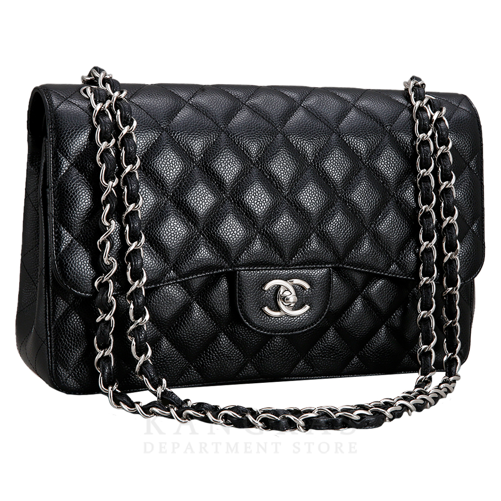 CHANEL(USED)샤넬 클래식 캐비어 점보 블랙 은장