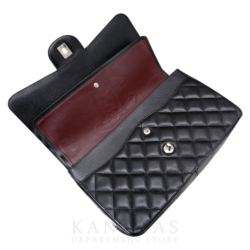 CHANEL(USED)샤넬 클래식 캐비어 점보 블랙 은장